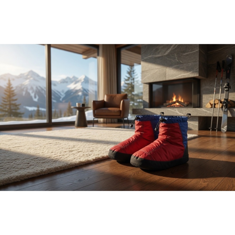 Sierra Designs Down Booties Red Blue Insulated Camp Slippers Mens XL RN 60916